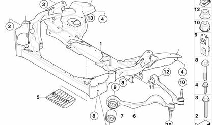 Parafuso hexagonal com arruela para BMW Series 1 E81, E82, E87, E88, Série 3 E90, E91, E92, E93, X1 E84, Z4 E89 (OEM 31106763928). BMW original