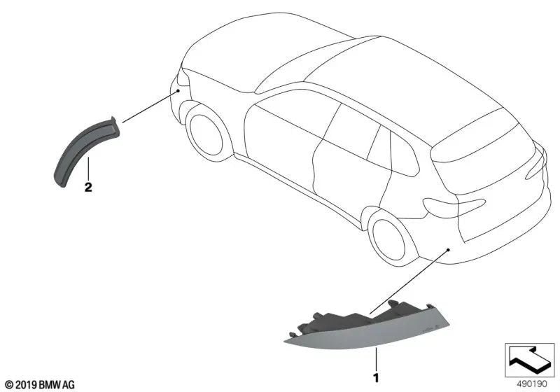 Rear reflector with fog light. Left for BMW X5 G05, G05N (OEM 63147442267). Original BMW.