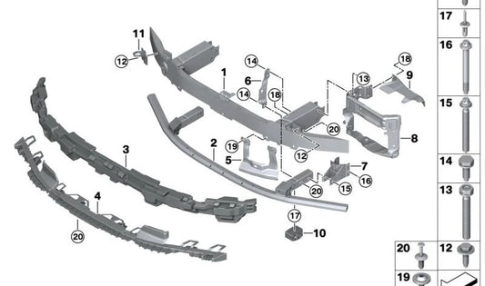 Shock shock anteriore inferiore per BMW G70 (OEM 51119463975). BMW originale
