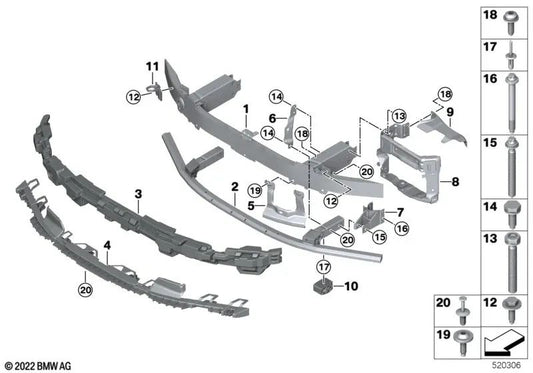 Assorbitore anteriore per la serie BMW 7 G70 (OEM 51119463965). BMW originale
