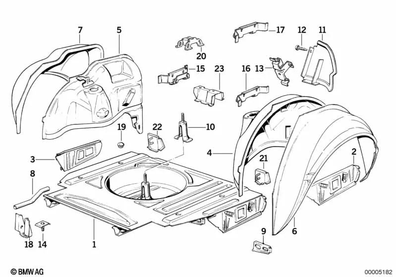 Soporte del tanque de combustible delantero para BMW E30 (OEM 41121922723). Original BMW