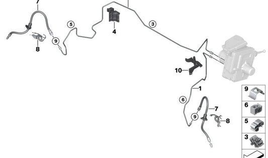 Mangueira de freio OEM 34308831106 Para BMW x2 U12. BMW original.