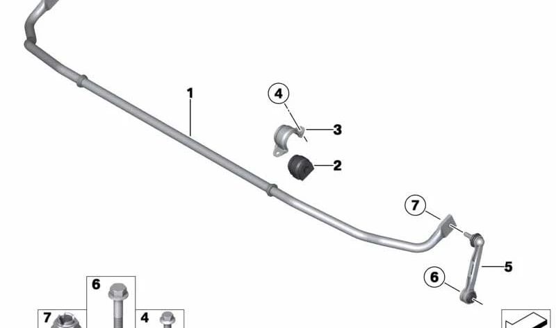 OEM Stabilisator Bar Support 33556791439 für BMW E81, E87, E90, E91, E92, E93. Original BMW.