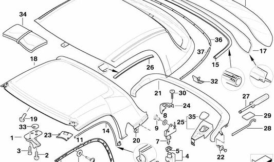 Moldura canaleta de lluvia izquierda OEM 54218397669 para BMW E36 y Z3. Pieza original BMW.