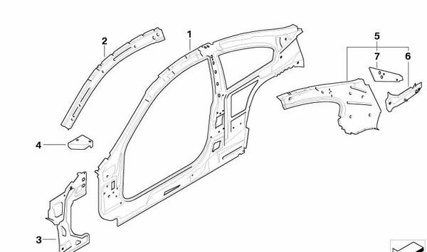Refuerzo interior del pilar C derecho OEM 41217120030 para BMW E63, E64. Original BMW.