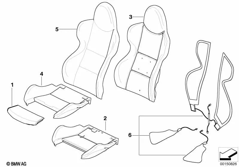 Right Leather Seat Cover for BMW Z4 E85, E86 (OEM 52108040454). Original BMW