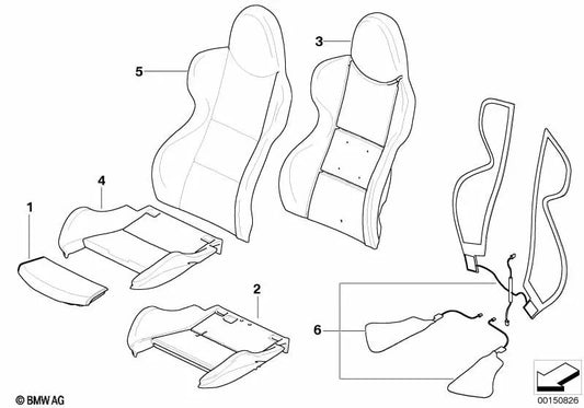 Right Leather Seat Cover for BMW Z4 E85, E86 (OEM 52108040454). Original BMW