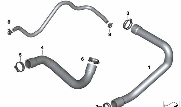 Tubería de líquido refrigerante OEM 17127713902 para motos BMW S1000RR, S1000R, S1000XR, HP4... y más. Original BMW Motorrad.