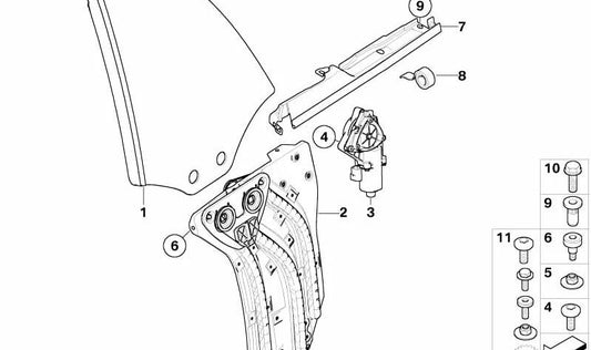 LEFT LATERAL CRYSTE OEM 51377111021 FOR MINI CABRIO R52 (11/2002 - 07/2008). Original Mini.