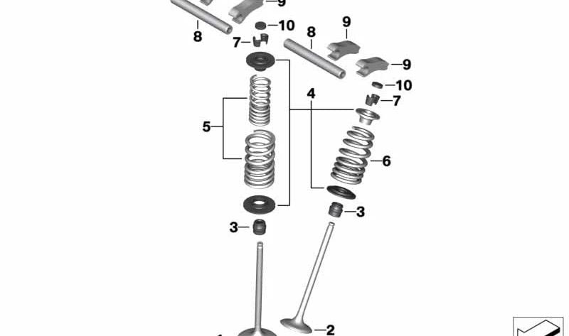 Juego de resortes de válvula de admisión OEM 11348527619 para motos BMW K42 (HP4), K46 (S 1000 RR), K47 (S 1000 R), K49 (S 1000 XR), K02 (G 310 GS), K03 (G 310 R), K01 (G 310 RR). Original BMW Motorrad.
