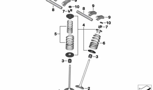Juego de resortes de válvula de admisión OEM 11348527619 para motos BMW K42 (HP4), K46 (S 1000 RR), K47 (S 1000 R), K49 (S 1000 XR), K02 (G 310 GS), K03 (G 310 R), K01 (G 310 RR). Original BMW Motorrad.