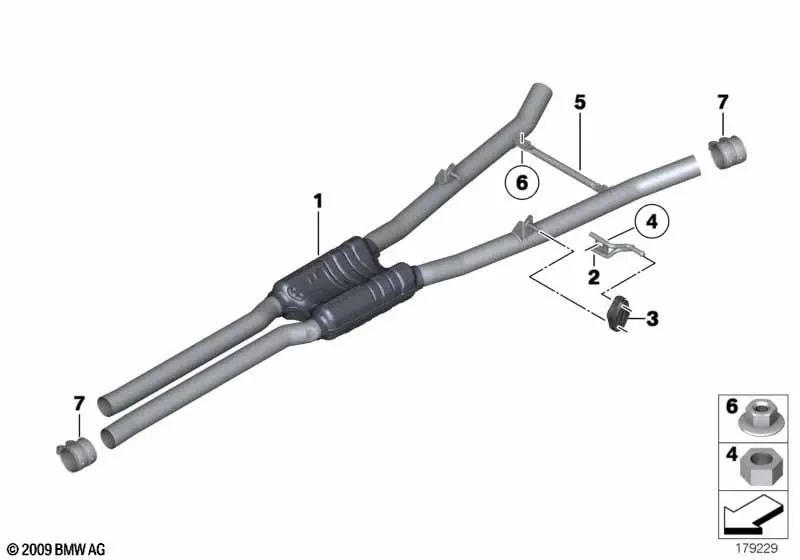 Silenciador Central para varios modelos/series de BMW (OEM 18307646925). Original BMW