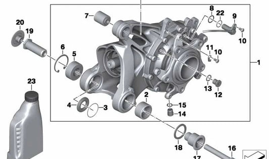 Engranaje angular trasero OEM 33118530081 para motos BMW R1200GS, HP2 Enduro, HP2 Megamoto. Original BMW Motorrad.