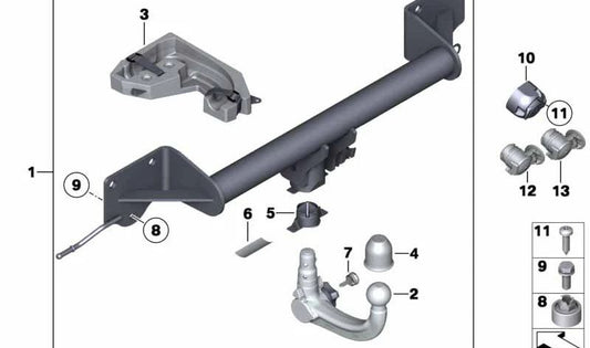 Cabeza de bola desmontable OEM 71606790488 para BMW E84. Pieza original BMW, ideal para enganche de remolque en X1 E84.