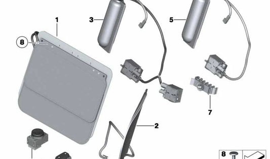Pompa supporto lombare OEM 52107138787 per BMW Serie 1 E81, E82, E87, E88, Serie 3 E90, E91, E92, X1 E84, X3 F25. Originale BMW