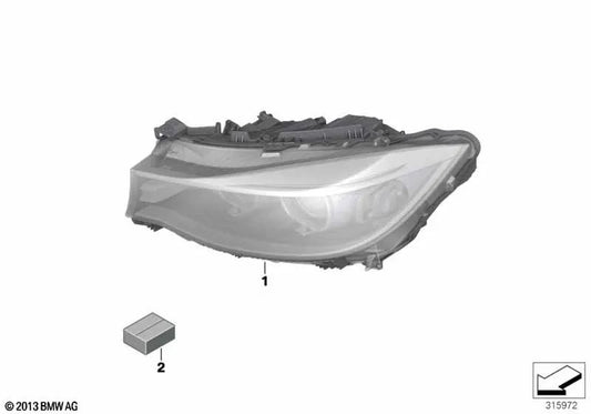 Left Headlight for BMW 3 Series F34 (OEM 63117285687). Original BMW