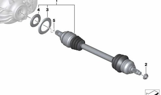Palier trasero izquierdo OEM 33208431719 para BMW Serie 1 F20, Serie 2 F22/F23, Serie 3 F30/F31/F34, Serie 4 F32/F33/F36. Transmisión original BMW.