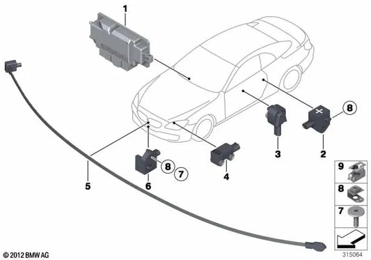 LWL Pedestrian Protection Sensor for BMW F07, F10, F11, F06, F12, F13, F01N, F02N (OEM 65765A7FAD3). Original BMW