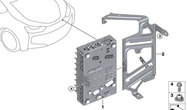 Soporte de amplificador OEM 65159301692 para BMW I12, I15. Original BMW.