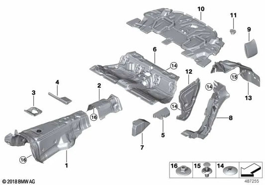 Rear left side sound insulation for BMW 8 Series F92, G15 (OEM 51487436423). Original BMW.