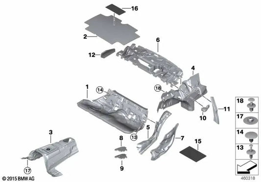 Sound Isolatore del vano per bagagli Tobique per BMW 3 F30 Series, F35, F80 (OEM 51487221979). BMW originale