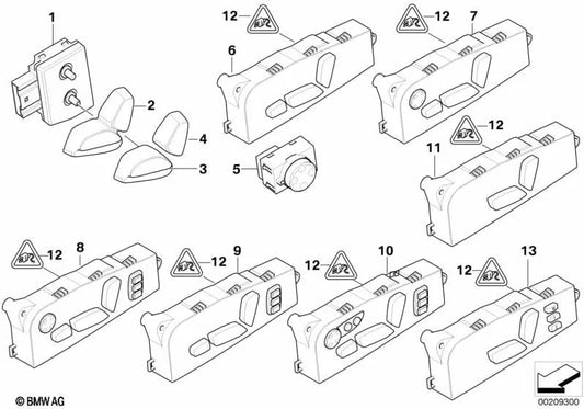 Chave de ajuste do banco dianteiro direito para BMW E60, E61, E70, E71, E72 (OEM 61319275068). BMW original