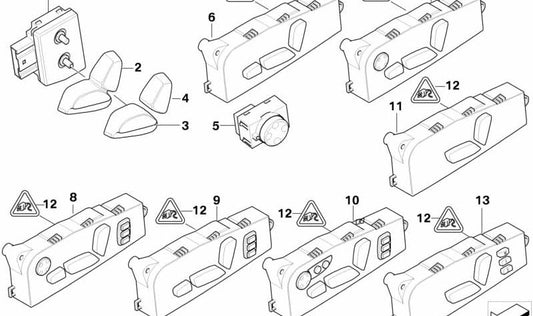Interruptor regulación asiento delantero derecho OEM 61319275064 para BMW E60, E61, E70, E71. Original BMW.