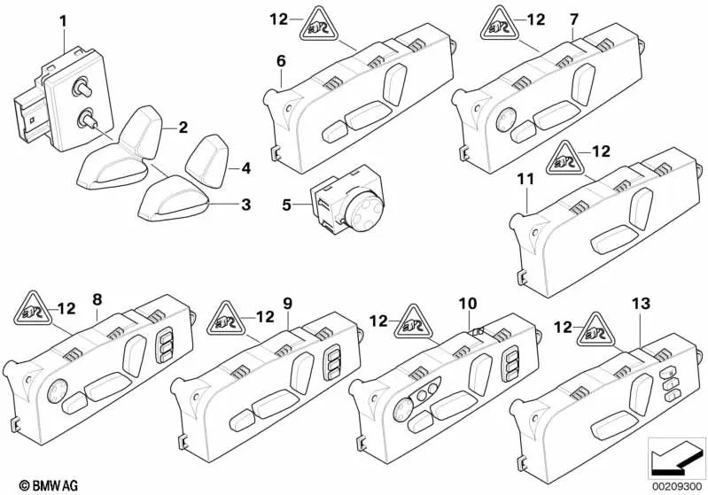 Linke Vordersitzeinstellung für BMW 5 E60 -Serie, E61 x5 E70, x6 E71 (OEM 61319275063). Original BMW.