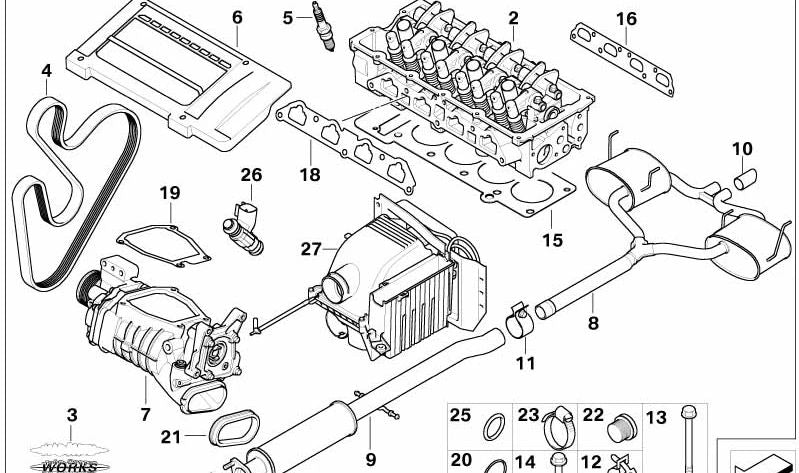 Silenciador central OEM 18207545127 para MINI R52 Cooper S, R53 Cooper S, R53 Cooper S JCW GP. Original MINI.