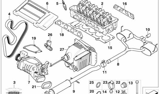 Silenciador central OEM 18207545127 para MINI R52 Cooper S, R53 Cooper S, R53 Cooper S JCW GP. Original MINI.