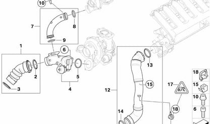 Ladeluftrohr für BMW E90, E91, E92 (OEM 11618506078). Original BMW