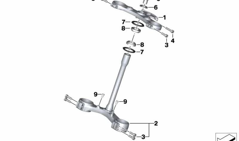 Puente de horquilla superior OEM 31427724913 para motos BMW C 600 Sport, C 650 GT, C 650 Sport. Original BMW Motorrad.