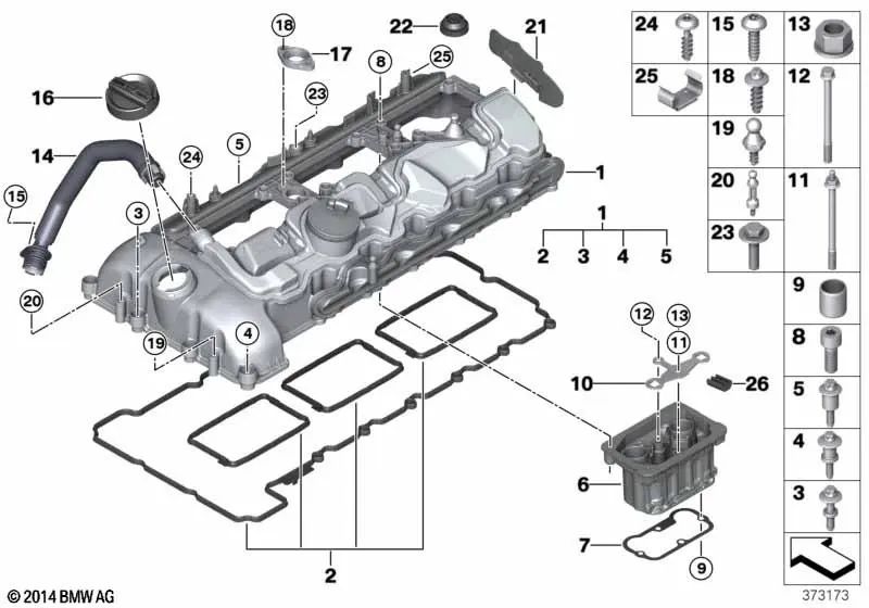 Injector support for BMW E82, E88, F20, F21, F22, F23, F30, F31, F34, F80, F32, F33, F36, F82, F83, F07, F10, F11, F18, F06, F12, F13, F01N , F02N, E84, F25, F26, E70N, F15, E71, F16, E89 (OEM 13647595405). BMW original.