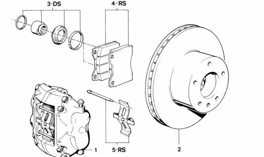 Juego de herrajes de montaje OEM 34111153861 para BMW E12 535i y BMW E23 728i. Compatible con todas las variantes indicadas. Original BMW.