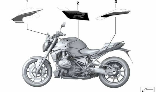 Dekoration hinten links OEM 51149829495 für BMW Motorrad R 1200 R, R 1250 R (K53). Original BMW Motorrad.