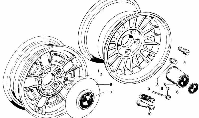Tuerca de rueda OEM 36131113132 para BMW E12, E10, 1502, 1602, 1802, 2002 y otros modelos clásicos compatibles. Pieza original BMW. Ideal para llantas originales.
