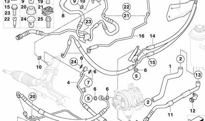 Tubo de succión Dynamic Drive OEM 32416767420 para BMW E60, E61, E63, E64. Original BMW.