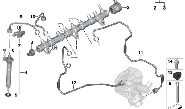 Inyector de combustible OEM 13538599210 para BMW G20, G21, G22, G23, G30, G31, G32, G11, G12, G14, G15, G16, G01, G02, G05, G06, G07. Original BMW.