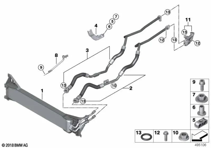 Refroidisseur d'huile de transmission pour BMW x3 F97, F97N, x4 F98, F98N (OEM 17118693360). BMW d'origine