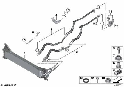 Refroidisseur d'huile de transmission pour BMW x3 F97, F97N, x4 F98, F98N (OEM 17118693360). BMW d'origine