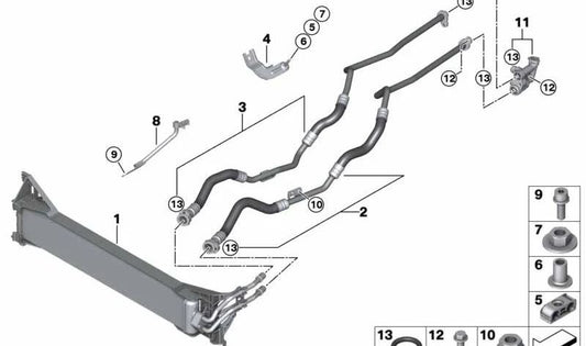 Conector de línea de refrigeración de aceite de transmisión OEM 17228053483 para BMW F97, F98. Original BMW.