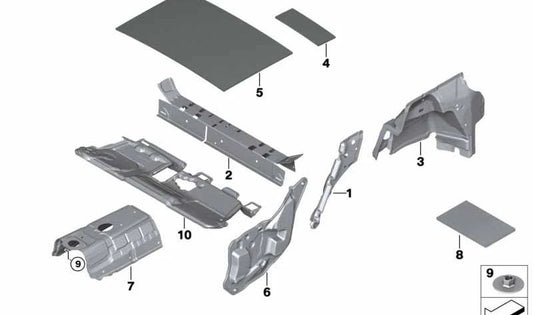 Aislante acústico paso de rueda trasero derecho OEM 51487373918 para BMW X1 F48, F48N, F49, F49N. Original BMW.