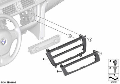 Climate Control Unit Cover for BMW 1 Series F20N, F21N, 2 Series F22, F22N, F23, F23N, F87, F87N (OEM 64119338772). Original BMW