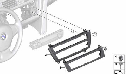 Climate Control Unit Cover for BMW 3 Series F30, F31, F34, F35, 4 Series F32, F33, F36 (OEM 64119207195). Original BMW