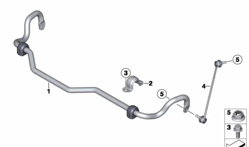 Front right stabilizer bar for BMW F26 (OEM 31306878652). Original BMW.