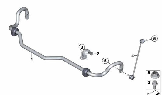 Front right stabilizer bar for BMW F26 (OEM 31306878652). Original BMW.