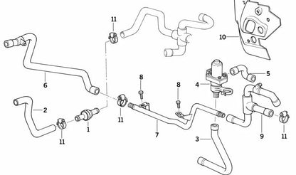 CONNECTION TUBE OEM Motor Valve 64211390934 for BMW E34, E32 530I with M60 motor. Refrigeration system piece. Original BMW.