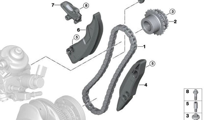 Guía de tensión para BMW Serie 1 E81, E82, E87N, E88, F20, F20N, F21, F21N, F40, F70, Serie 2 F22, F22N, F23, F23N, F44, F45, F45N, F46, F46N, G42, U06, Serie 3 E90, E90N, E91, E91N, E92, E92N, E93, E93N, F30, F30N, F31, F31N, F34, F34N, G20, G20N, G21, G