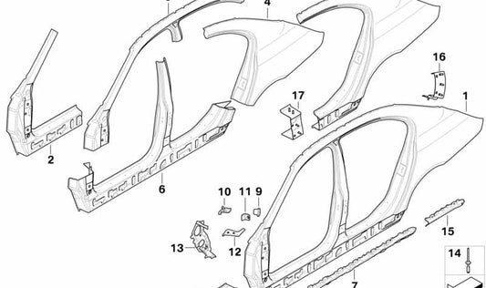 Panneau côté droit OEM 41217111314 pour la série BMW 5 E60 {520D NC31, NC32, NC41, NC42, NX11, NX12, NX21, NX22, NX31, NX32}. BMW d'origine.