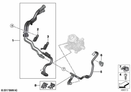 Kraftstoffrücklaufkanal für BMW F40, F44, F45N, F46N, F48, F48N, F39 und Mini F54, F54N, F60, F60N (OEM 13538579950). Original BMW